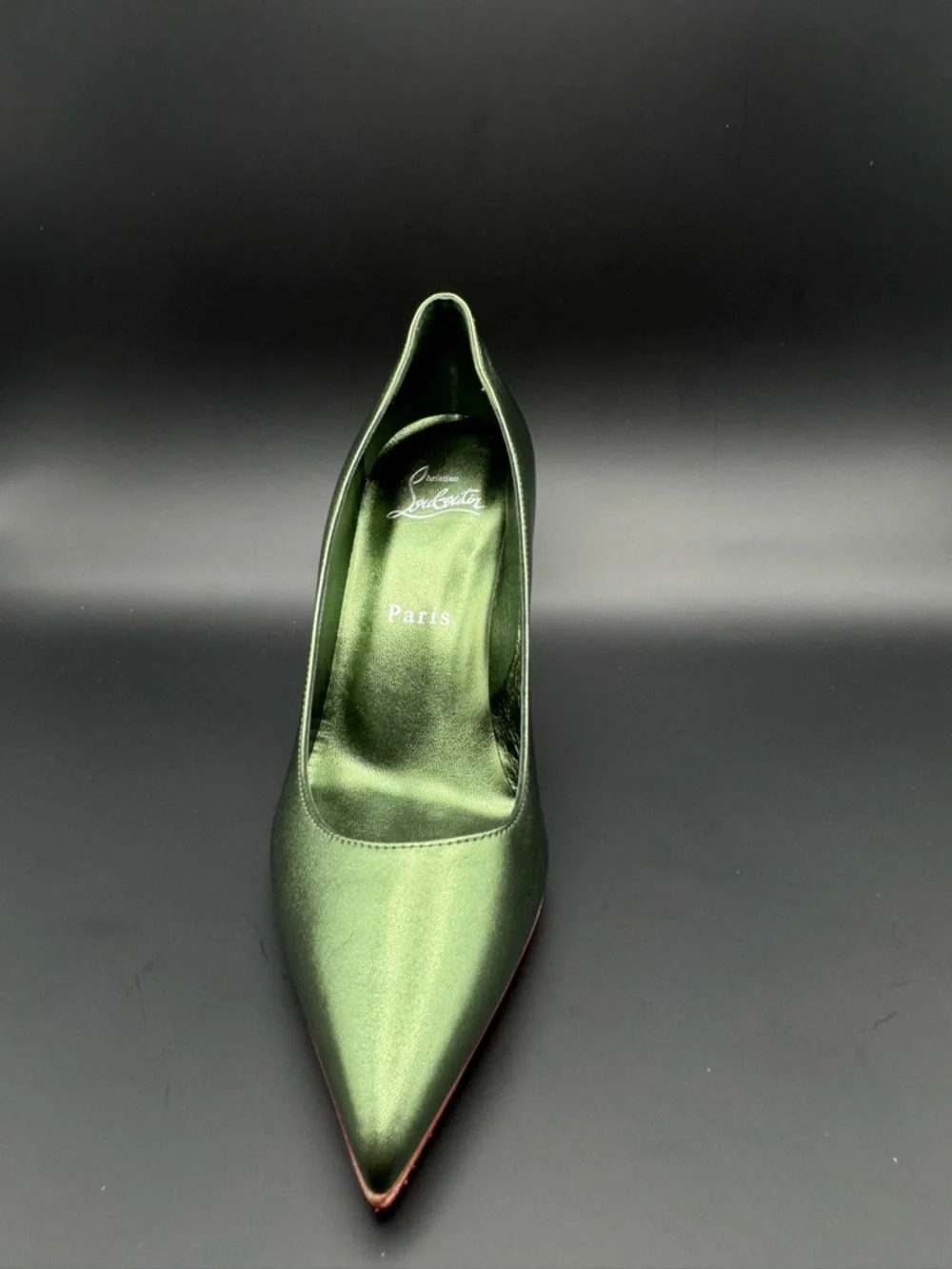 Christian Louboutin Kate 100 Metallic Green Forest Pumps Heels EU 37 - Picture 2 of 13